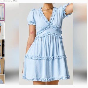 MI AMI Livia ruffled baby blue mini dress from Francesca's Size MEDIUM